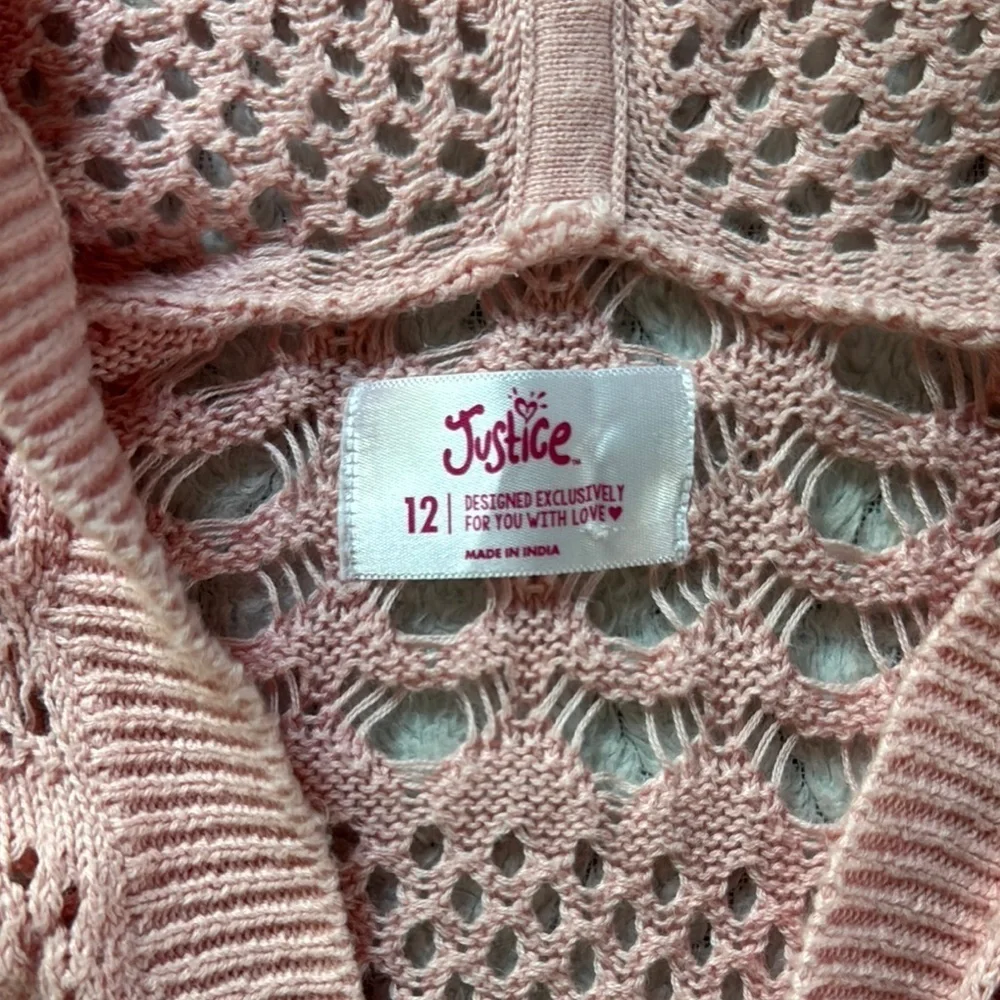 Justice Pink Knit Cardigan with Hood